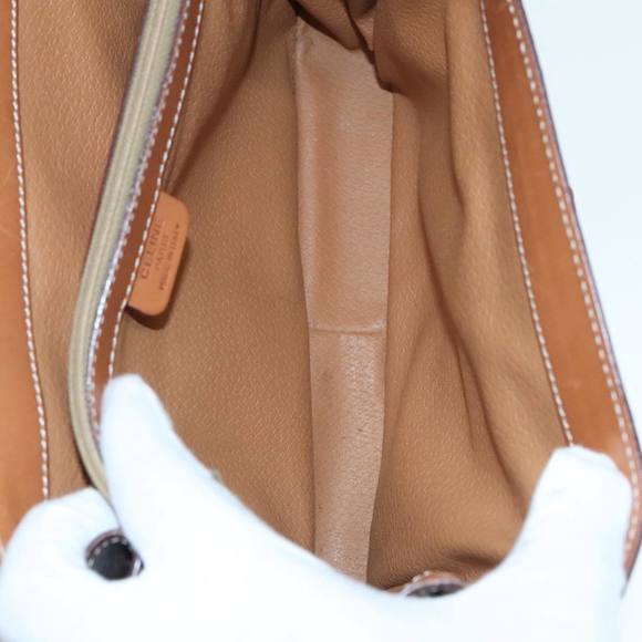 CELINE Macadam Canvas Hand Bag PVC Leather 2way Brown Gold Auth 91303 - Picture 11 of 16